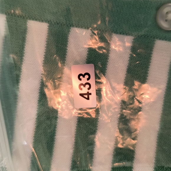 Lands" End NWT Green White striped button down knit cardigan Womens size L - Picture 14 of 14